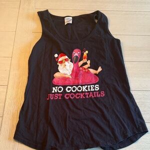 NWOT Black Santa Tank Top Womens Size Small
